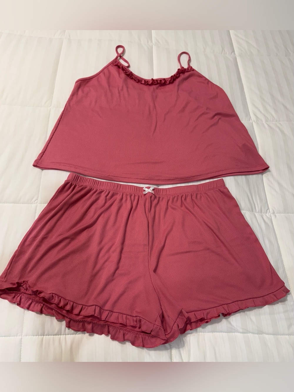 Flora Nikrooz Rose Pink Ruffled Cami & Shorts Sleep Set